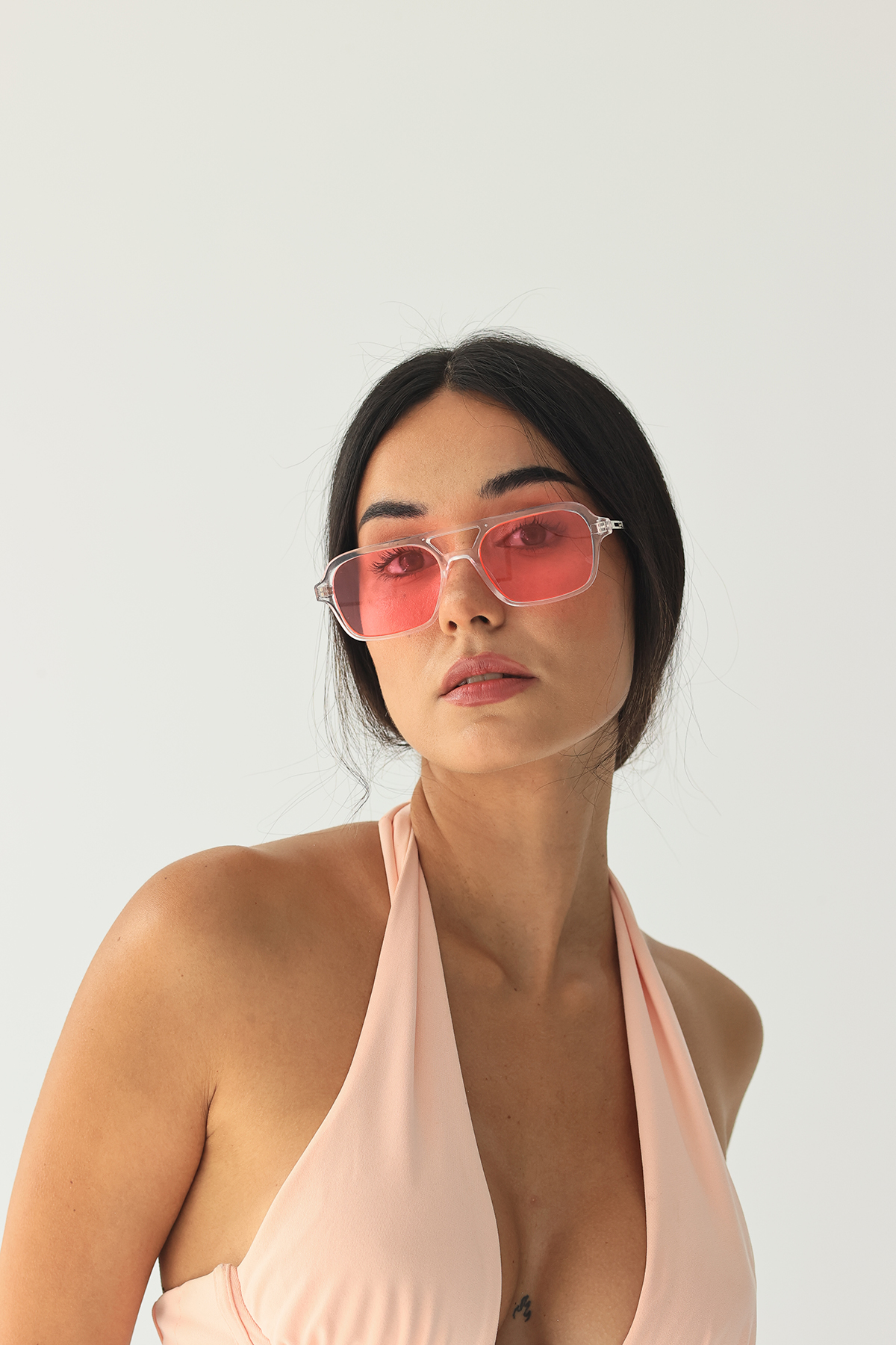 GÜNEŞ GÖZLÜĞÜ MK İTHAL ŞEFFAF PEMBE CAM